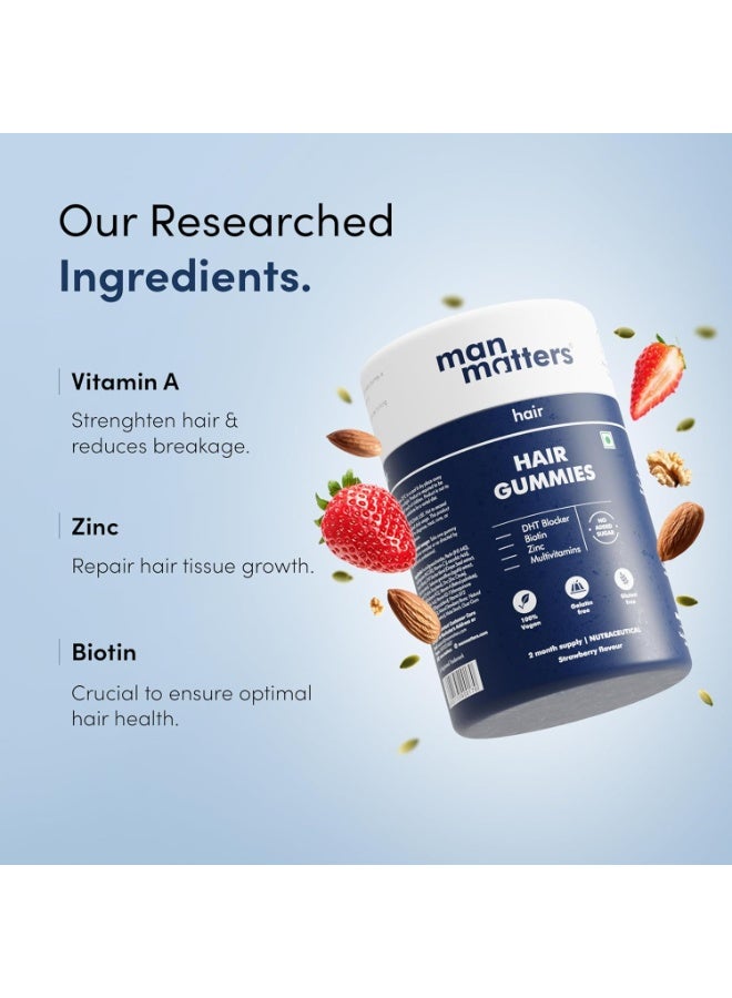 Man Matters Biotin Hair Gummies | 120 Days Pack | No Added Sugar | Enriched with Biotin Vitamin A, C, E & Zinc | Keeps Hair Healthy & Strong |100% Vegetarian - Image 3